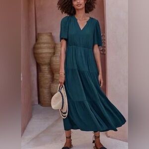 Garnet Hill Deep Teal Maxi Dress